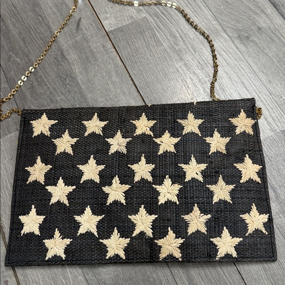 Dark  Gray and Cream Star Pattern Clutch - Picture 6 of 7